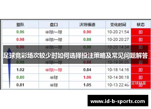 足球竞彩场次较少时如何选择投注策略及常见问题解答 足球竞彩场次较少时如何选择投注策略及常见问题解答